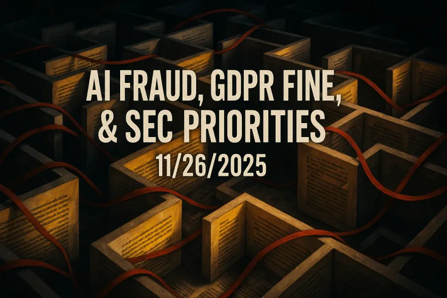 AI Fraud, GDPR Fine, & SEC Priorities – 11/26/2025
