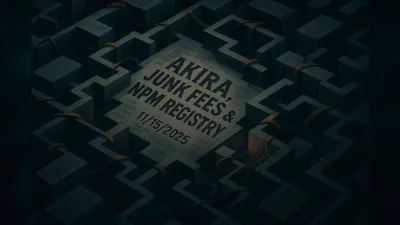 Akira, CMMC, Junk Fees & NPM Registry – 11/15/2025