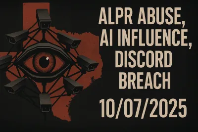 ALPR Abuse, AI Influence, Discord Breach – 10/07/2025