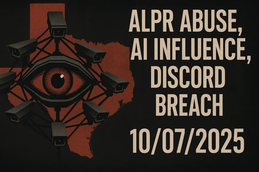 ALPR Abuse, AI Influence, Discord Breach – 10/07/2025