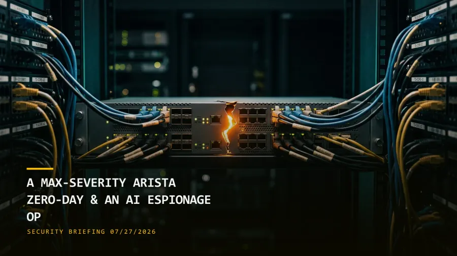 A Max-Severity Arista Zero-Day Is Exploited & an AI Agent Runs an Espionage Op (07/27/2026)