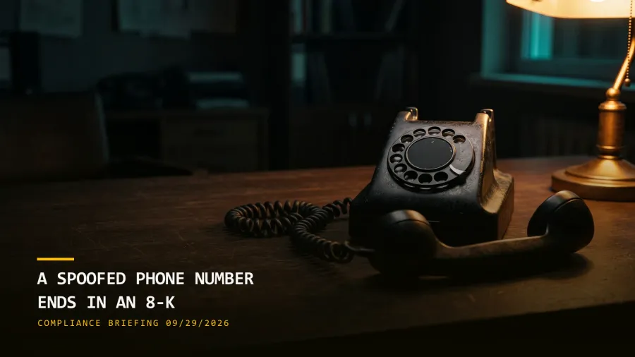 A Spoofed Phone Number Ends in an 8-K (09/29/2026)