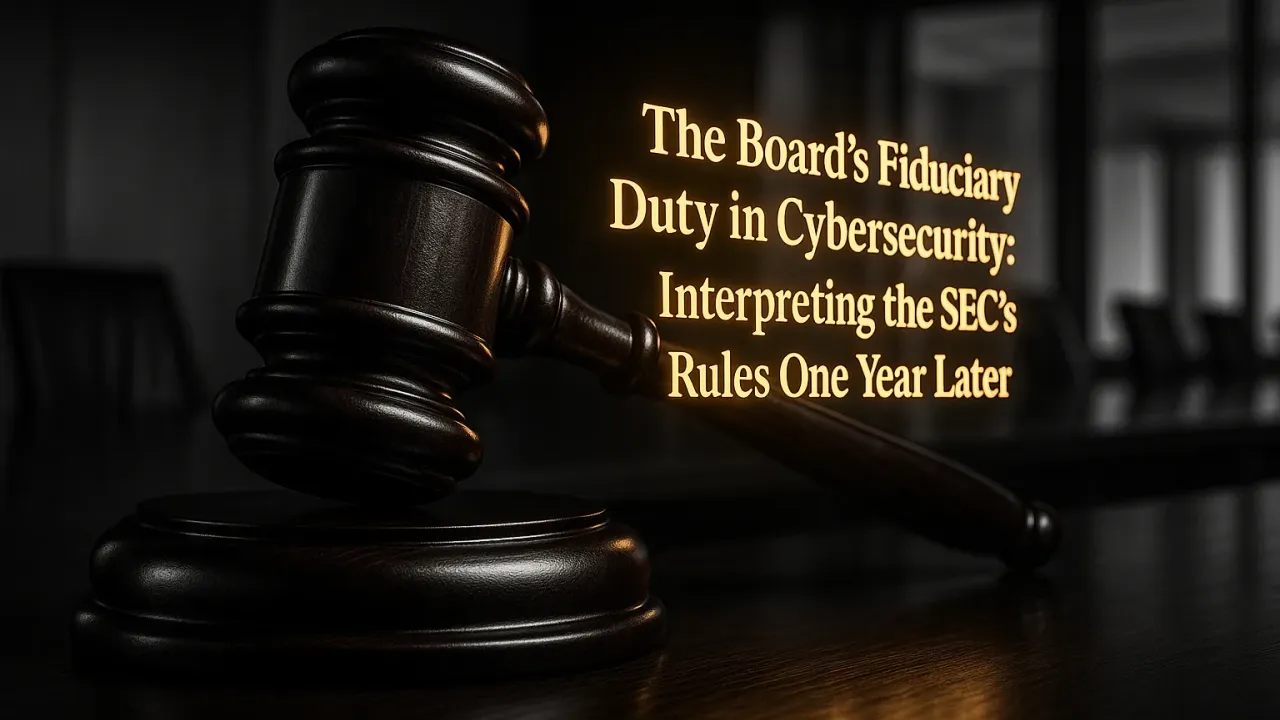 The Board's Fiduciary Duty in Cybersecurity: Interpreting the SEC's Rules One Year Later