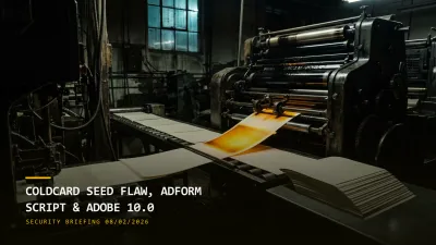 Coldcard Seed Flaw, Adform Script Poisoning & Adobe 10.0 (08/02/2026)