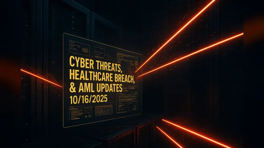 Cyber Threats, Healthcare Breach, & AML Updates – 10/16/2025
