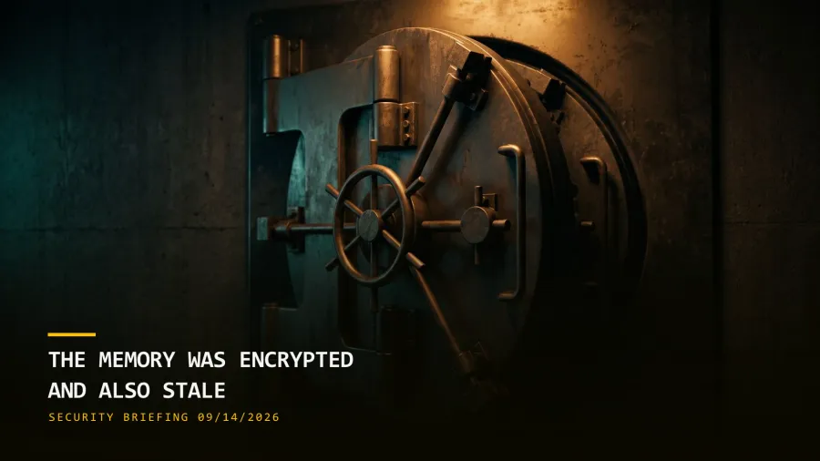 The Memory Was Encrypted and Also Stale (09/14/2026)