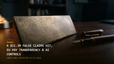 A $21.3M False Claims Hit, EU Pay Transparency & the AI Controls Matrix (07/15/2026)