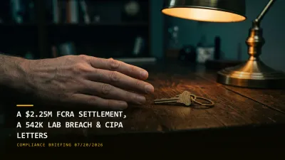 A $2.25M FCRA Settlement, a 542K Lab Breach & CIPA Demand Letters (07/20/2026)