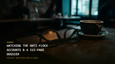Fusion Centers Watch Anti-Flock Accounts, McDonald's Keeps 515 Pages (08/12/2026)