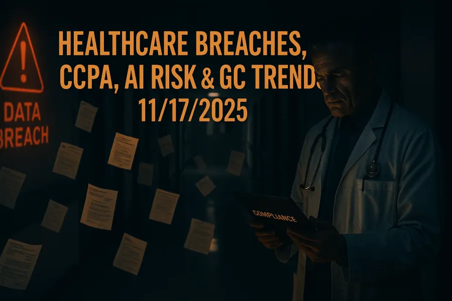Healthcare Breaches, CCPA, AI Risk & GC Trends – 11/17/2025