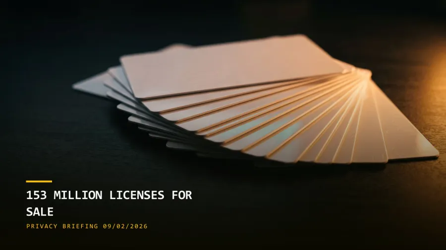 153 Million Driver's Licenses For Sale (09/02/2026)