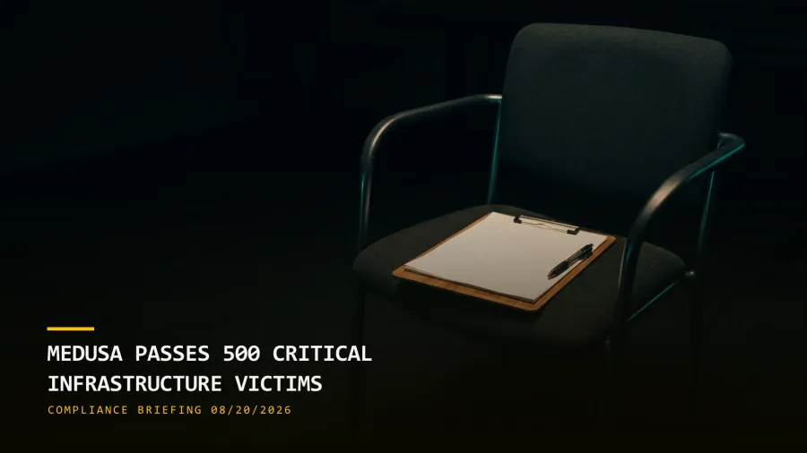 Medusa Passes 500 Critical Infrastructure Victims (08/20/2026)
