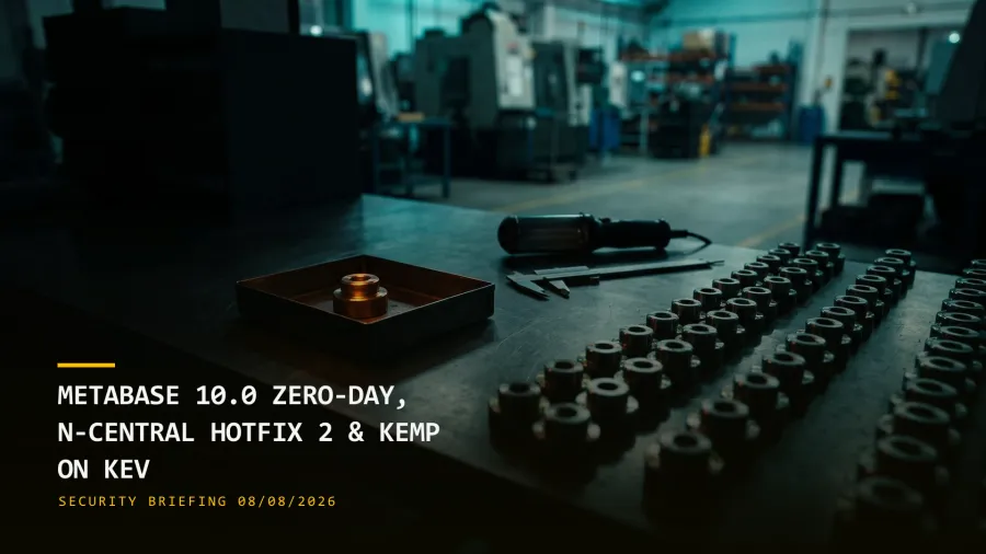 A Metabase 10.0 Zero-Day, N-central Hotfix 2 & Kemp on KEV (08/08/2026)