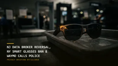 NJ Data Broker Reversal, NY Smart Glasses Ban & Waymo Calls Police (07/11/2026)