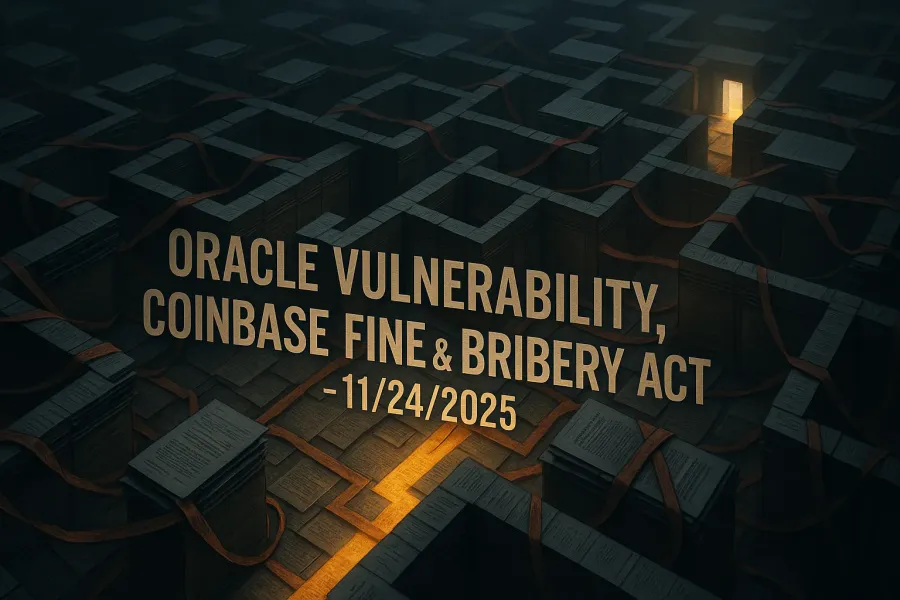Oracle Vulnerability, Coinbase Fine & Bribery Act – 11/24/2025