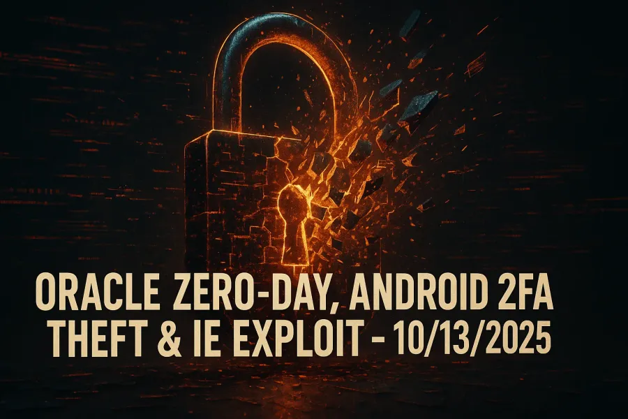 Oracle Zero-Day, Android 2FA Theft & IE Exploit – 10/13/2025