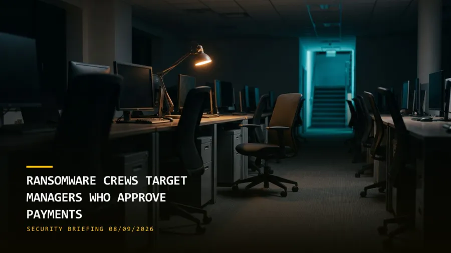 Ransomware Crews Are Targeting Managers Who Approve Payments (08/09/2026)