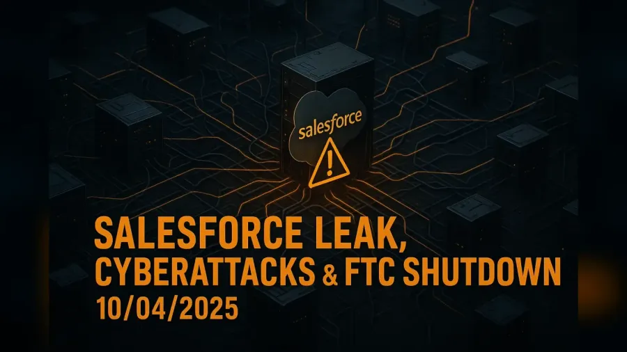 Salesforce Leak, Cyberattacks & FTC Shutdown – 10/04/2025