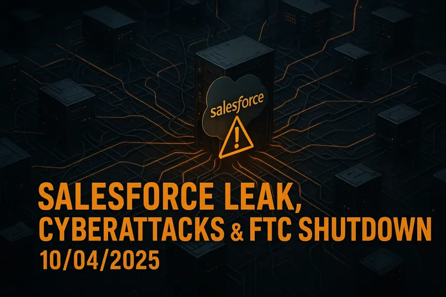 Salesforce Leak, Cyberattacks & FTC Shutdown – 10/04/2025