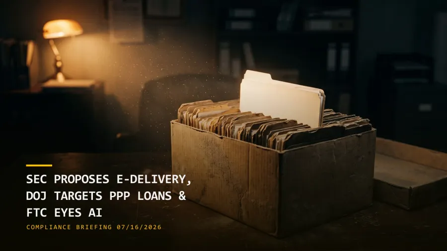 SEC Proposes E-Delivery, DOJ Targets PPP Loans & FTC Eyes AI (07/16/2026)