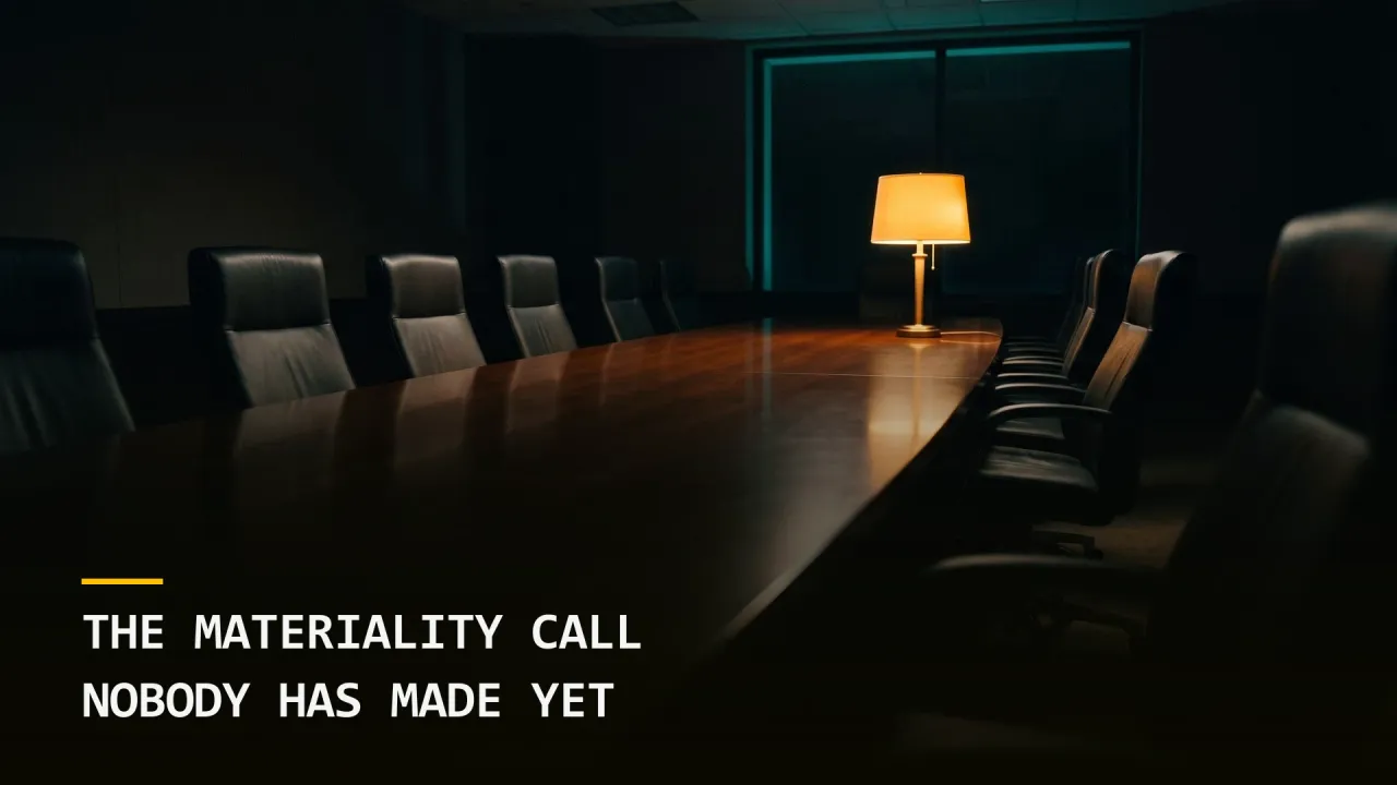 The Materiality Call Nobody Has Made Yet