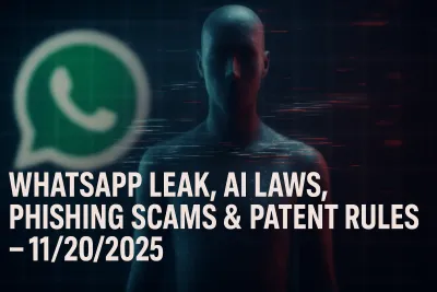 WhatsApp Leak, AI Laws, Phishing Scams & Patent Rules – 11/20/2025