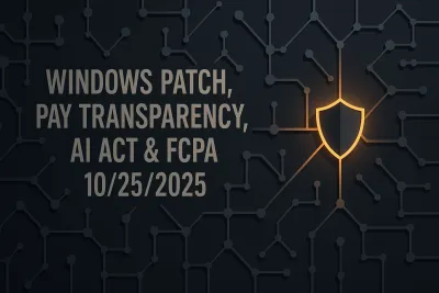 Windows Patch, Pay Transparency, AI Act & FCPA – 10/25/2025