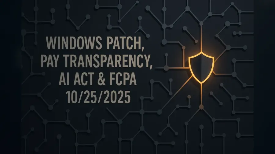 Windows Patch, Pay Transparency, AI Act & FCPA – 10/25/2025