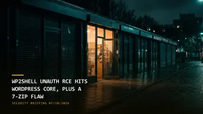 wp2shell Unauth RCE Hits WordPress Core, Plus a 7-Zip Flaw (07/18/2026)