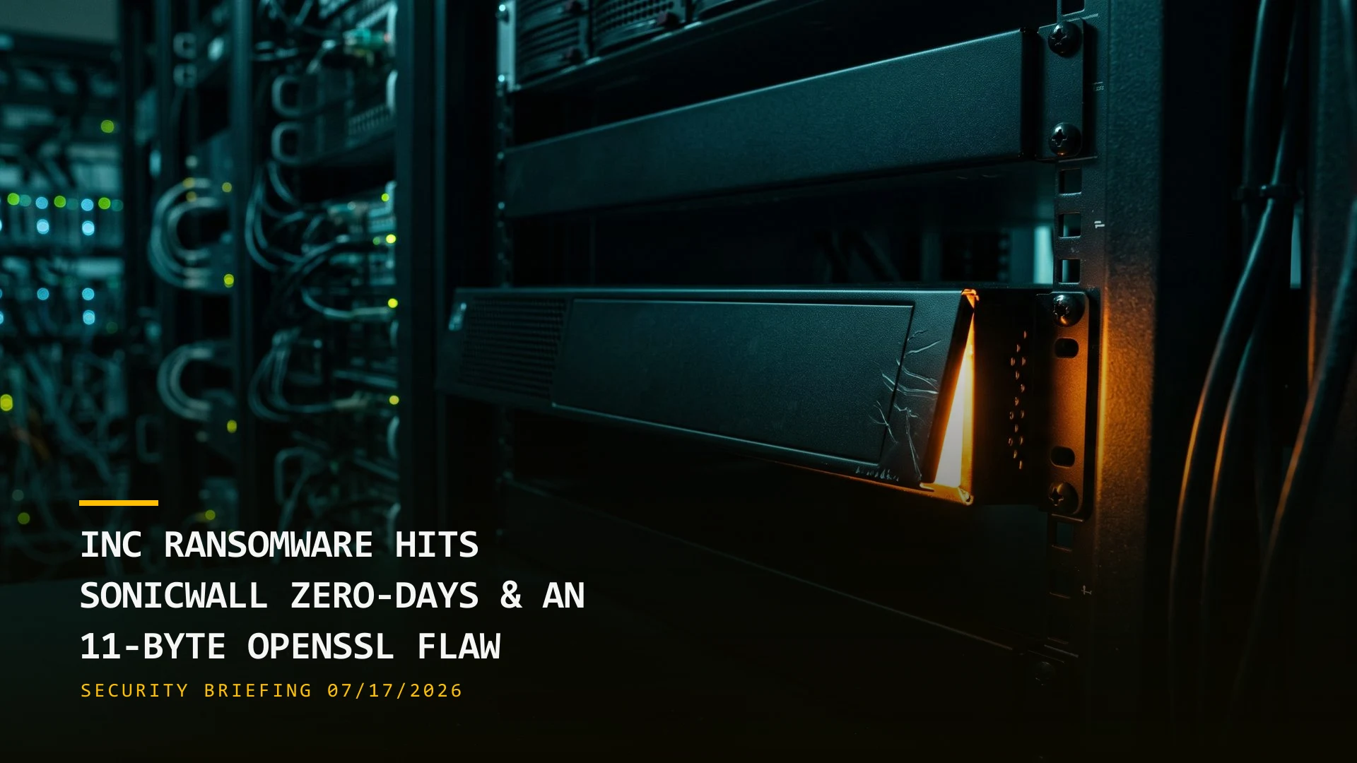 Inc Ransomware Hits SonicWall Zero-Days & an 11-Byte OpenSSL Flaw (07/17/2026)