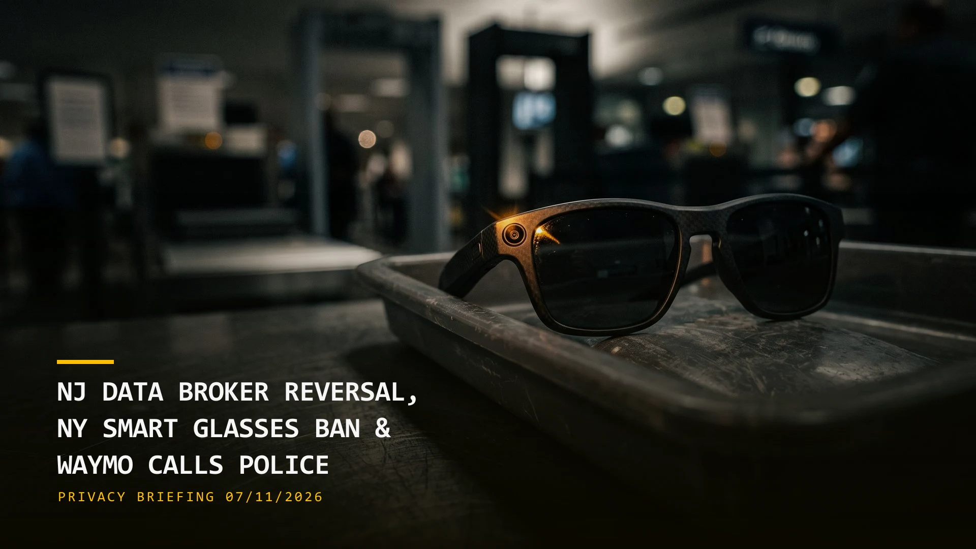 NJ Data Broker Reversal, NY Smart Glasses Ban & Waymo Calls Police (07/11/2026)
