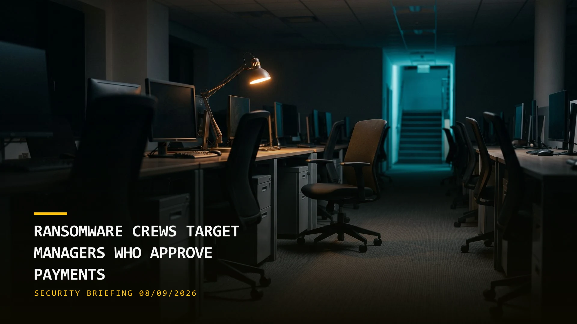 Ransomware Crews Are Targeting Managers Who Approve Payments (08/09/2026)